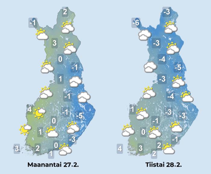 Helmikuun viimeiset päivät ovat lauhoja.