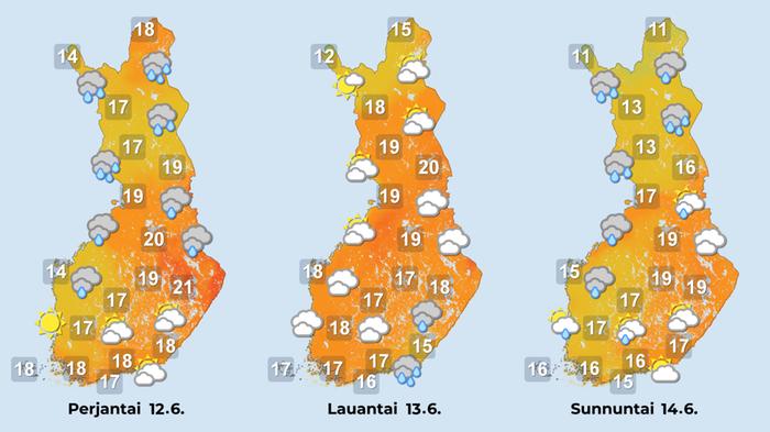 Lämpötilat jäävät viikonloppuna viileiksi. Lämpötilat jäävät viikonloppuna viileiksi.