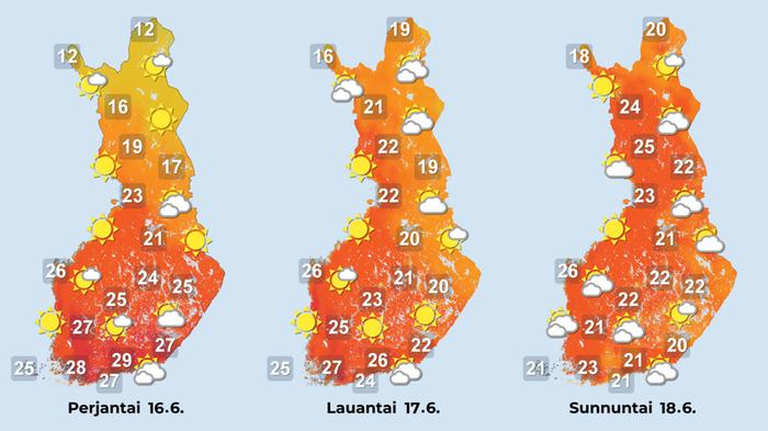 Ennuste iltapäiville 16.–18.6.2023.