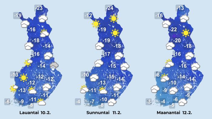 Ennuste 10.–12.2.2024 Ennuste iltapäiville 10.–12.2.2024.