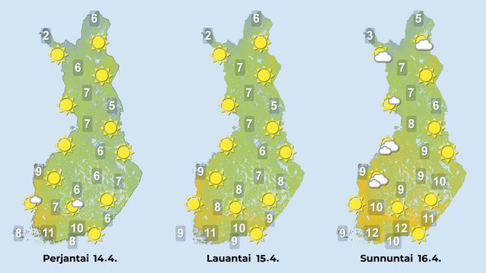 Ennuste iltapäiville 14.–16.4.2023.