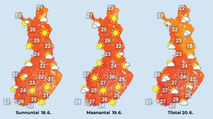 Ennuste iltapäiville 18.–20.6.2023.