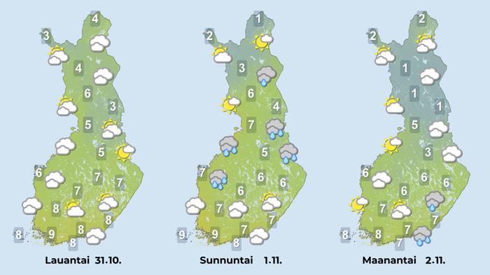 Pilvisyys on viikonloppuna runsasta, mutta väliin mahtuu paikoin myös auringonpilkahduksia.
