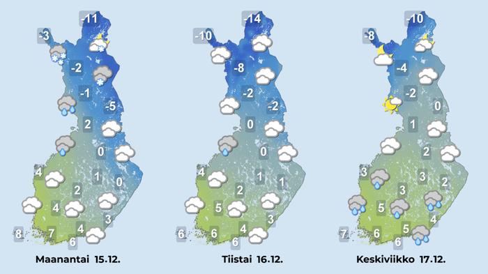 Alkuviikolla etelässä on jälleen hyvin lauhaa.