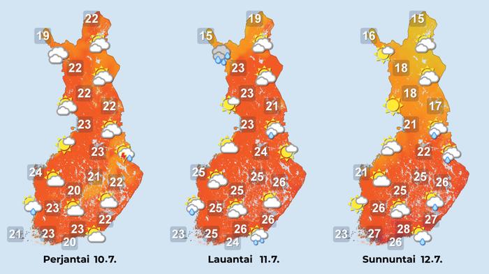Sää lämpenee ja viikonloppuna helleraja ylittyy suuressa osassa maata.