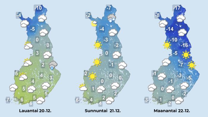 Viikonvaihteessa pohjoisesta virtaa kylmempää ilmaa.