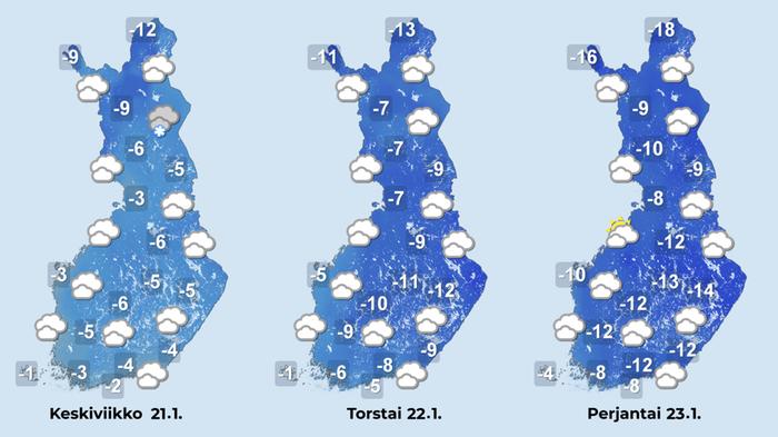 Ennuste keskiviikosta perjantaille.