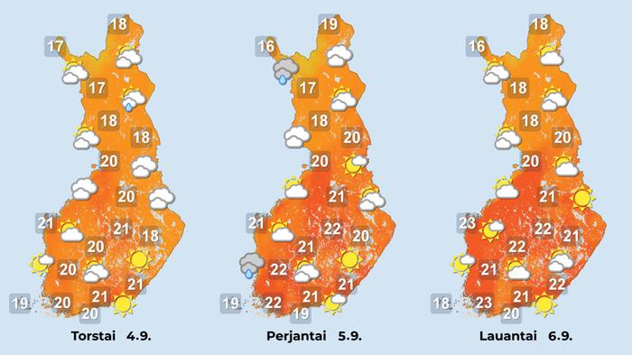 Lähipäivät ovat suuressa osassa maata kesäisen lämpimiä.