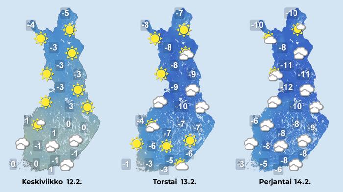 Ennuste iltapäiville 12.–14.2.2025.