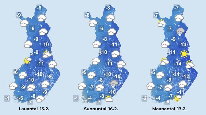 Ennustekartat toistavat itseään lähipäivinä. 