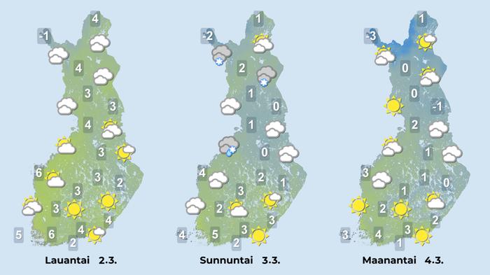 Sääennuste iltapäiville 29.2.–1.3.2024.
