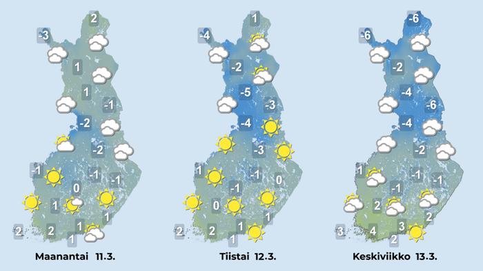 Ennuste iltapäiville 11.–13.3.2024.