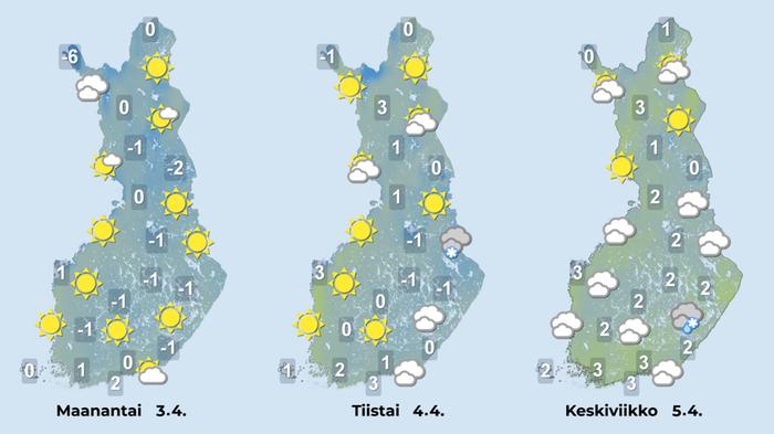 Ennuste iltapäiville 3.–5.4.2023.