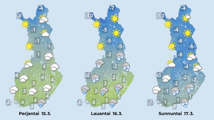 Ennuste iltapäiville 15.–17.3.2024.