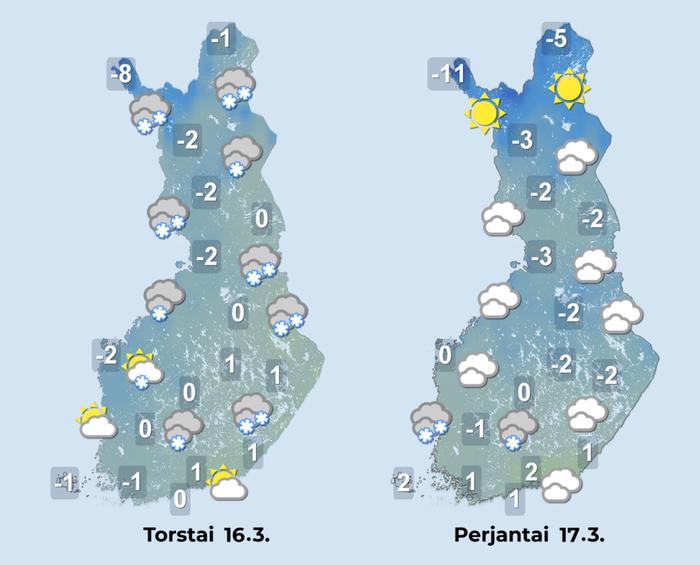 Sää jatkuu melko lauhana myös viikon puolivälin jälkeen. Lapin selkeillä alueilla on muuta maata kylmempää.