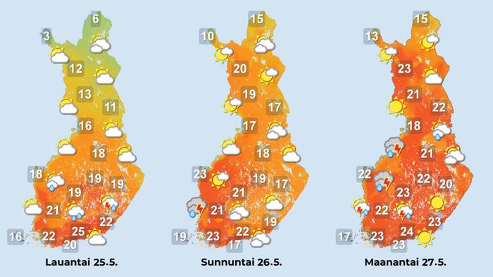 Ennuste iltapäiville 25.–27.5.2024.