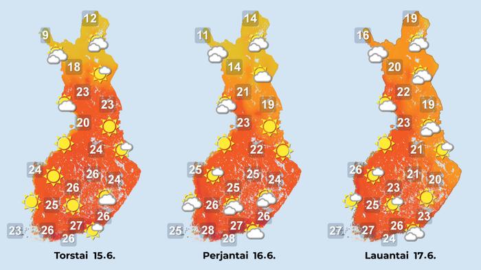 Ennuste iltapäiville 15.–17.6.2023.