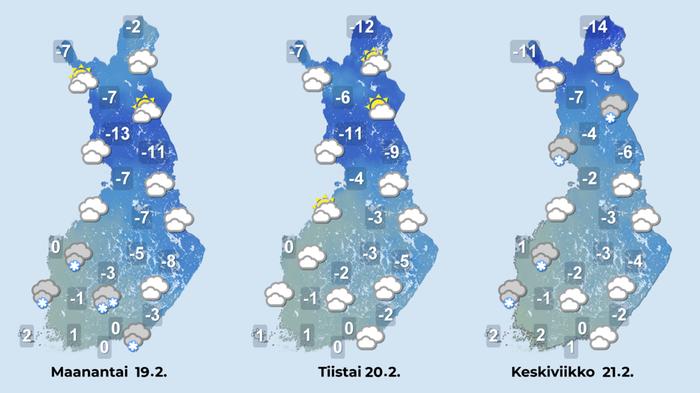 Ennuste iltapäiville 19.–21.2.2024.