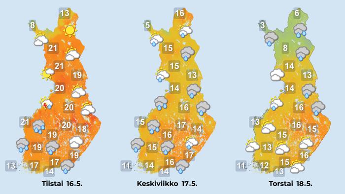 Sää on muuttumassa epävakaisemmaksi tiistaista alkaen. Lämpötilat laskevat viikon edetessä.