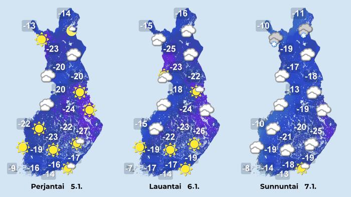Ennuste 5.–7.1.2024 Ennuste iltapäiville 5.–7.1.2024.