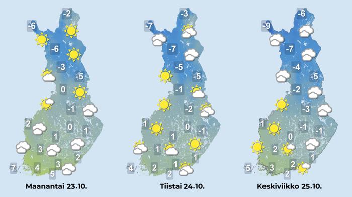 Ennuste iltapäiville 23.–25.10.2023.