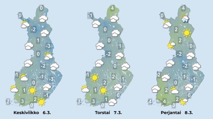 Ennuste keskiviikosta perjantaihin 6.–8.3.2024.