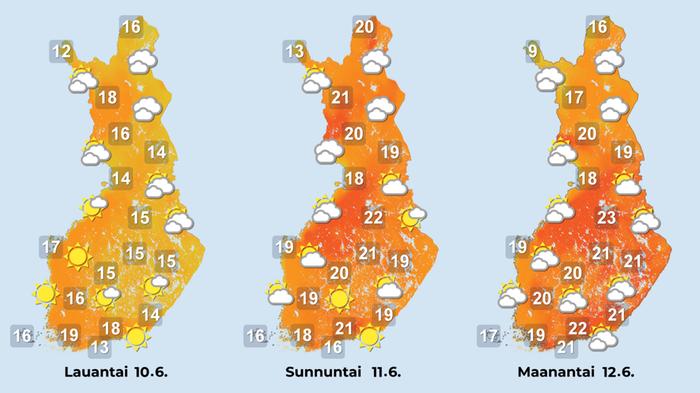 Ennuste iltapäiville 10.–12.6.2023.