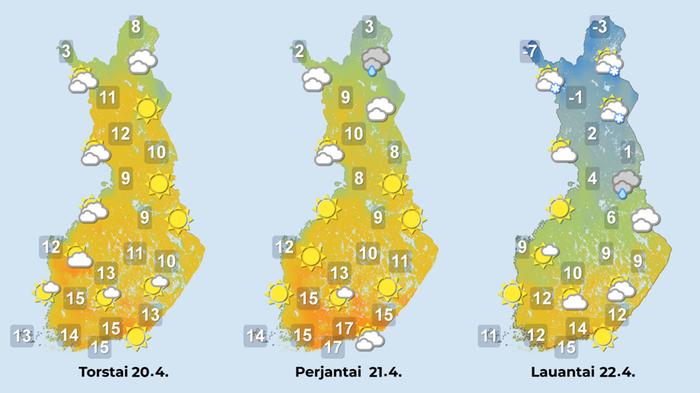 Ennuste iltapäiville 20.–22.4.2023.