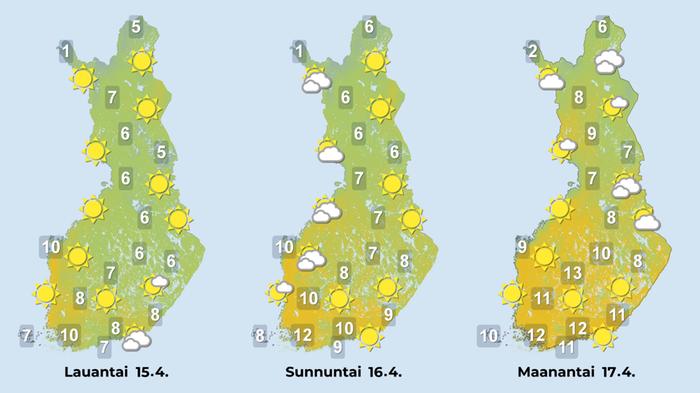 Ennuste iltapäiville 15.–17.4.2023.