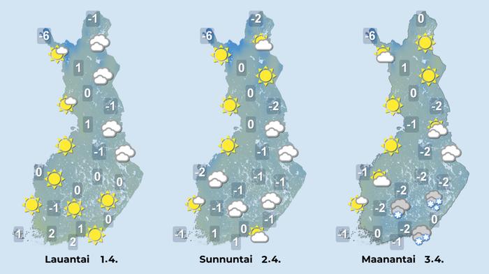 Ennuste iltapäiville 1.–3.4.2023.
