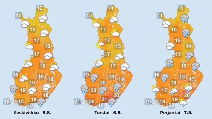 Sääennuste keskiviikolta perjantaille Sääennuste keskiviikolta perjantaille.