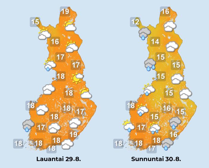 Viikonloppuna lännestä alkaa levitä sateita.