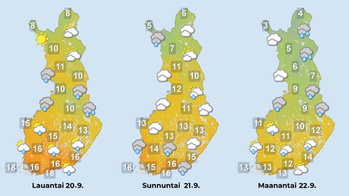 Ennuste iltapäiville 20.–22.9.2025.