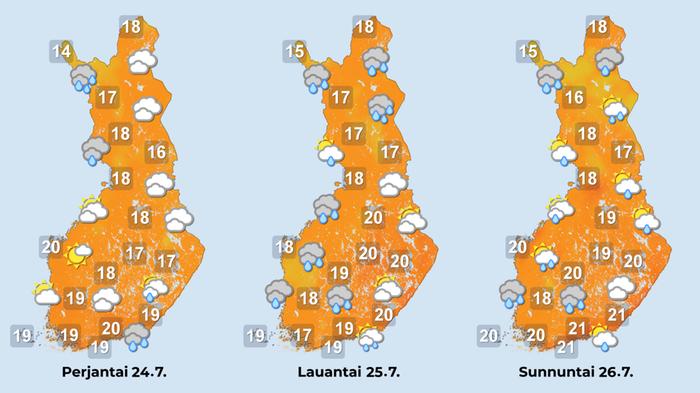 Sääennuste perjantailta sunnuntaille. Sääennuste perjantailta sunnuntaille.