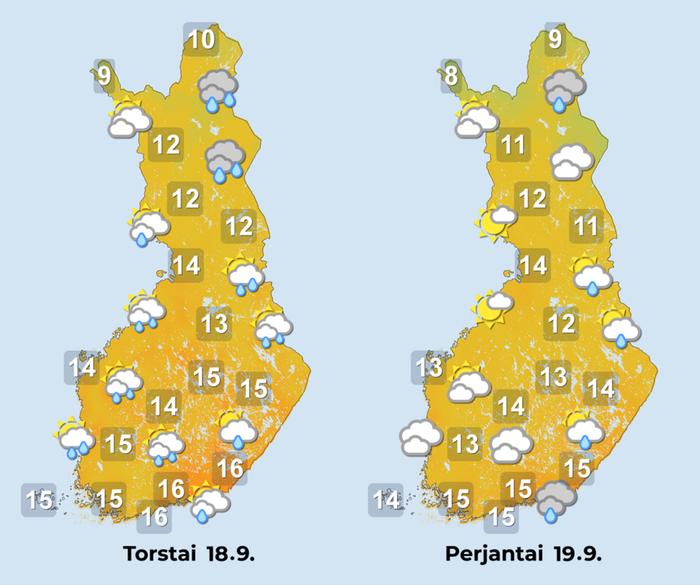 Ennuste iltapäiville 18.–19.9.2025