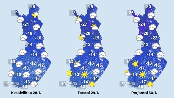Sääennuste keskiviikolta perjantaille. Sääennuste keskiviikolta perjantaille.