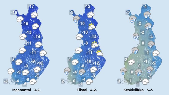 Ennuste iltapäiville 3.–5.2.2025.