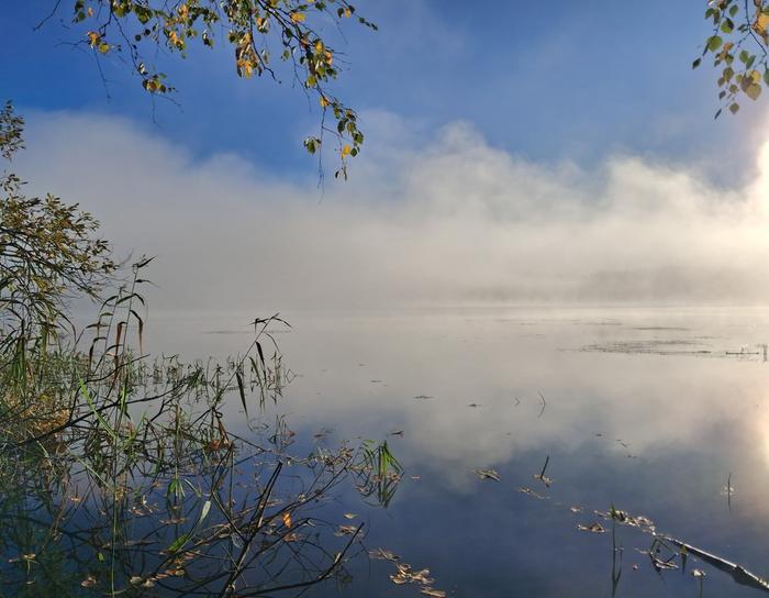 Syysaamu Lempäälässä Syksyisin aamuiset sumut sinnittelevät taivaalla pitkään.