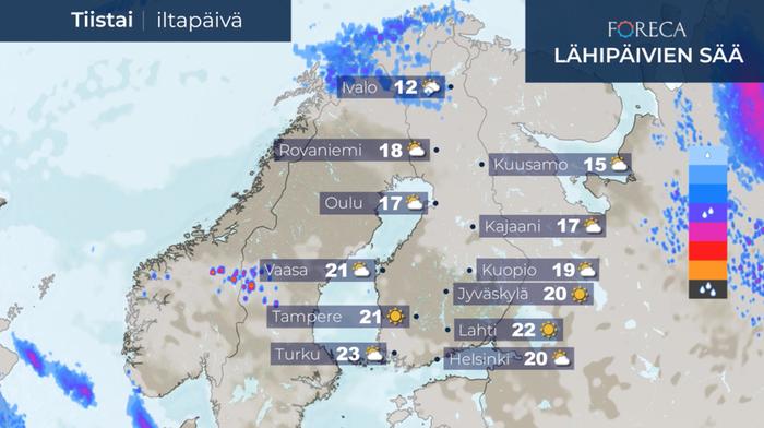 Ennuste 18.8.2020 Ennuste tiistaille 18.8.2020.