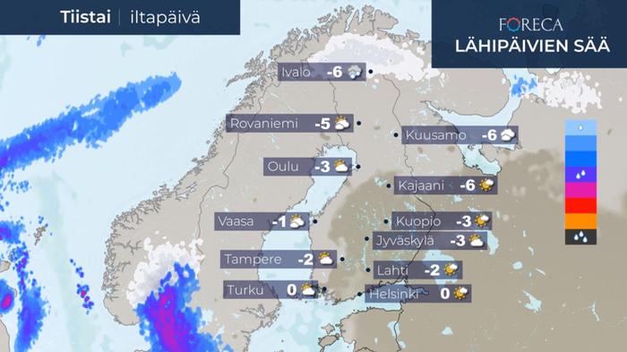 Sää tiistaina 8.12.2020 Tiistaina pilvipeite rakoilee pohjoisessakin.