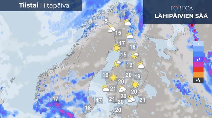 Sääennuste tiistaille 7.5.2022 Sääennuste tiistaille 7.5.2022.