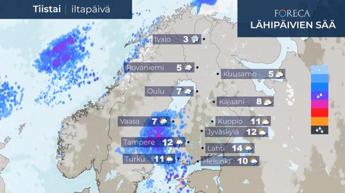 Ennuste tiistaille 7. huhtikuuta 2020.