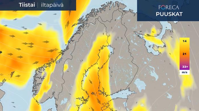 Tuuliennuste ti 14.4.2020