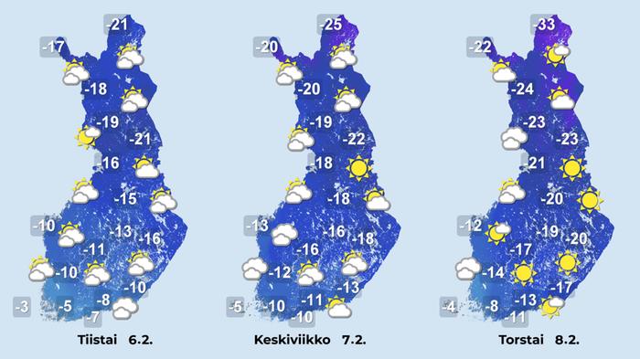 Sääennuste iltapäiville 6.-8.2.2024