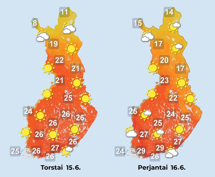 Sääennuste 14.–16.6.2023.