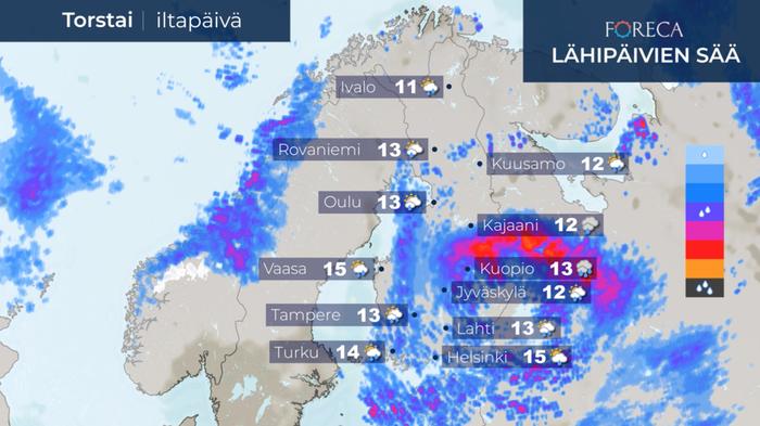 Ennuste torstai-iltapäivälle 10.9.2020.