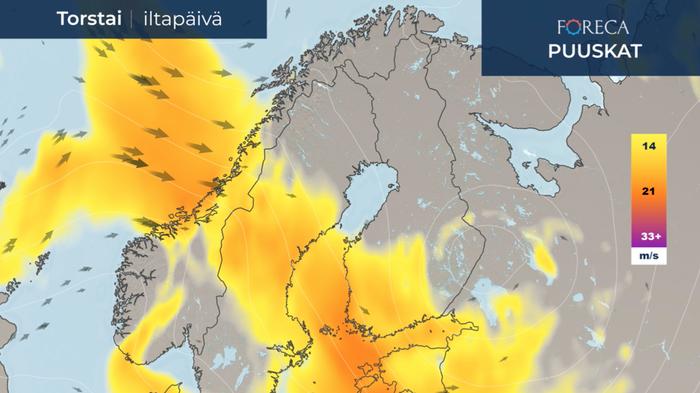 Tuuliennuste torstai-iltapäivälle 10.9.2020.