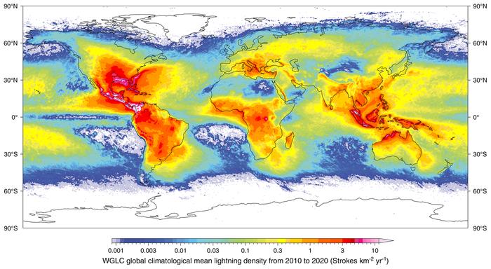 Keskimääräinen salamatiheys maailmalla 2010–2020 Keskimääräinen salamatiheys maailmalla 2010–2020.