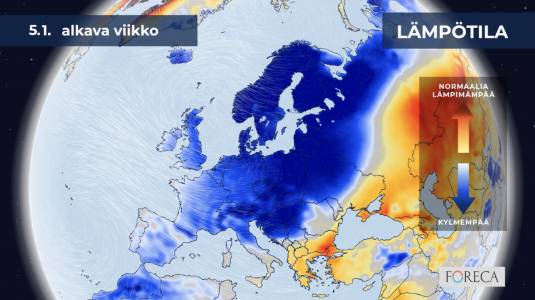 Foreca Youtubessa: Tammikuun kuukausiennuste: Alkuun reilusti tavanomaista kylmempää säätä Suomeen
